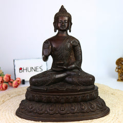 Handcrafted Brass Gautam Buddha Idol | Shakyamuni Tathagata Siddhartha Statue for Home, Pooja, Vastu & Meditation Decor,Brown, 13 Inch, 1 Piece
