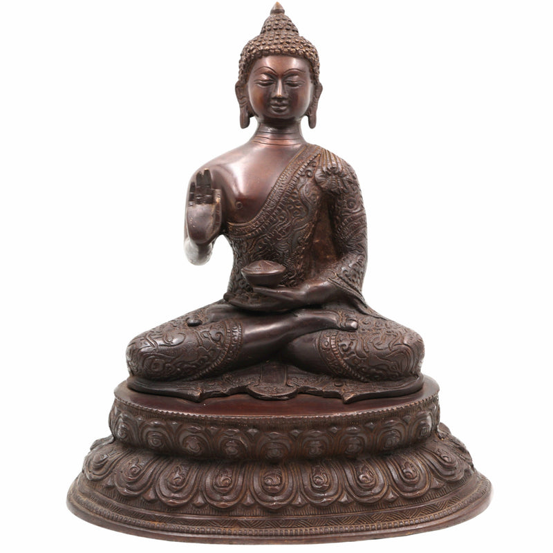 Handcrafted Brass Gautam Buddha Idol | Shakyamuni Tathagata Siddhartha Statue for Home, Pooja, Vastu & Meditation Decor,Brown, 13 Inch, 1 Piece