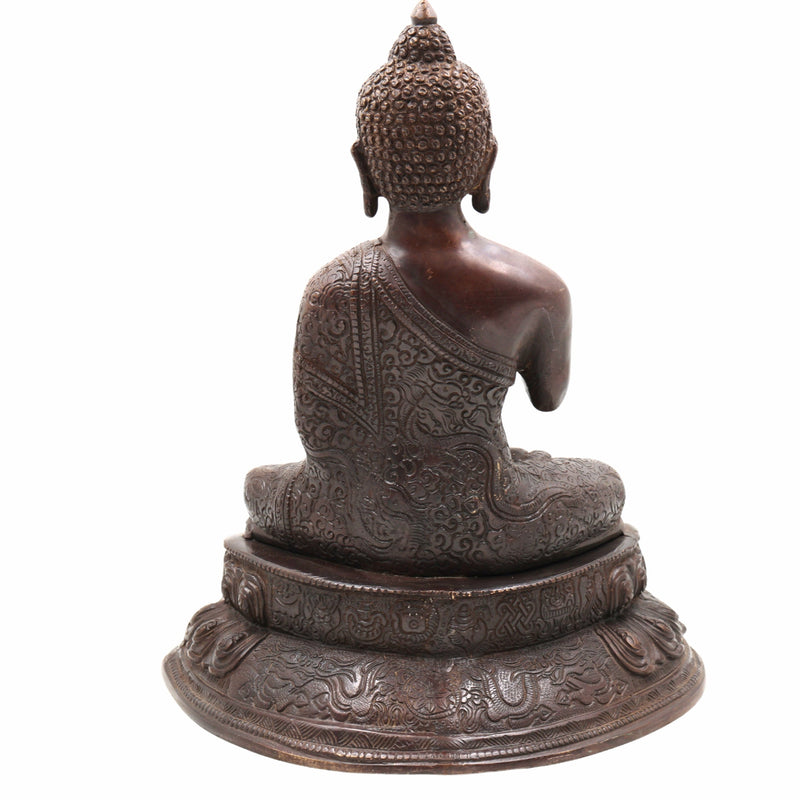 Handcrafted Brass Gautam Buddha Idol | Shakyamuni Tathagata Siddhartha Statue for Home, Pooja, Vastu & Meditation Decor,Brown, 13 Inch, 1 Piece