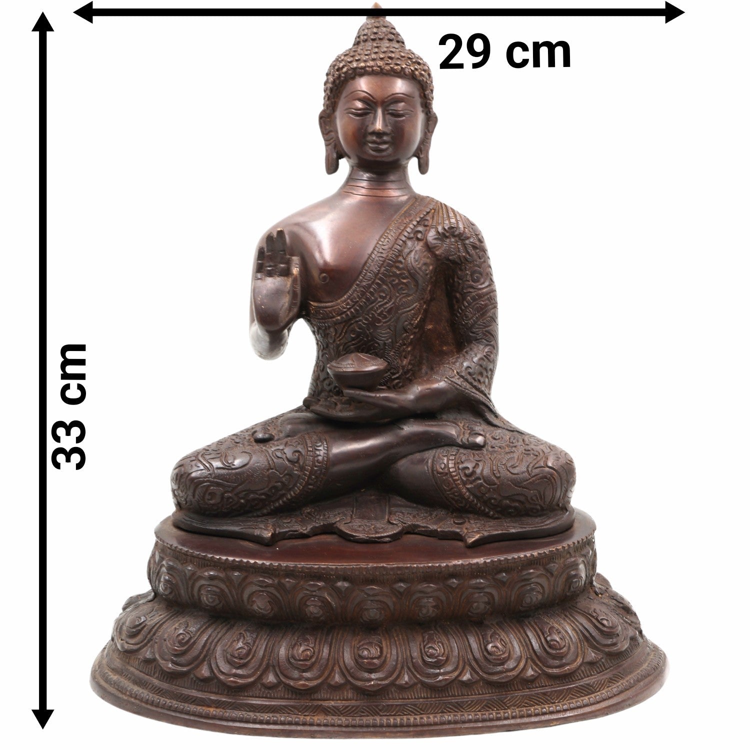 Handcrafted Brass Gautam Buddha Idol | Shakyamuni Tathagata Siddhartha Statue for Home, Pooja, Vastu & Meditation Decor,Brown, 13 Inch, 1 Piece