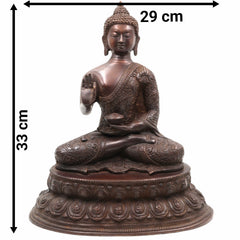 Handcrafted Brass Gautam Buddha Idol | Shakyamuni Tathagata Siddhartha Statue for Home, Pooja, Vastu & Meditation Decor,Brown, 13 Inch, 1 Piece