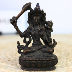 Brass Tara Maa Idol | Ugra Tara Murti | Neela Saraswati Statue | Mahavidya Tara Devi Peetal Pital Sculpture for Puja, Home Temple & Decor,Brown, 4.5 Inch, 1 Piece