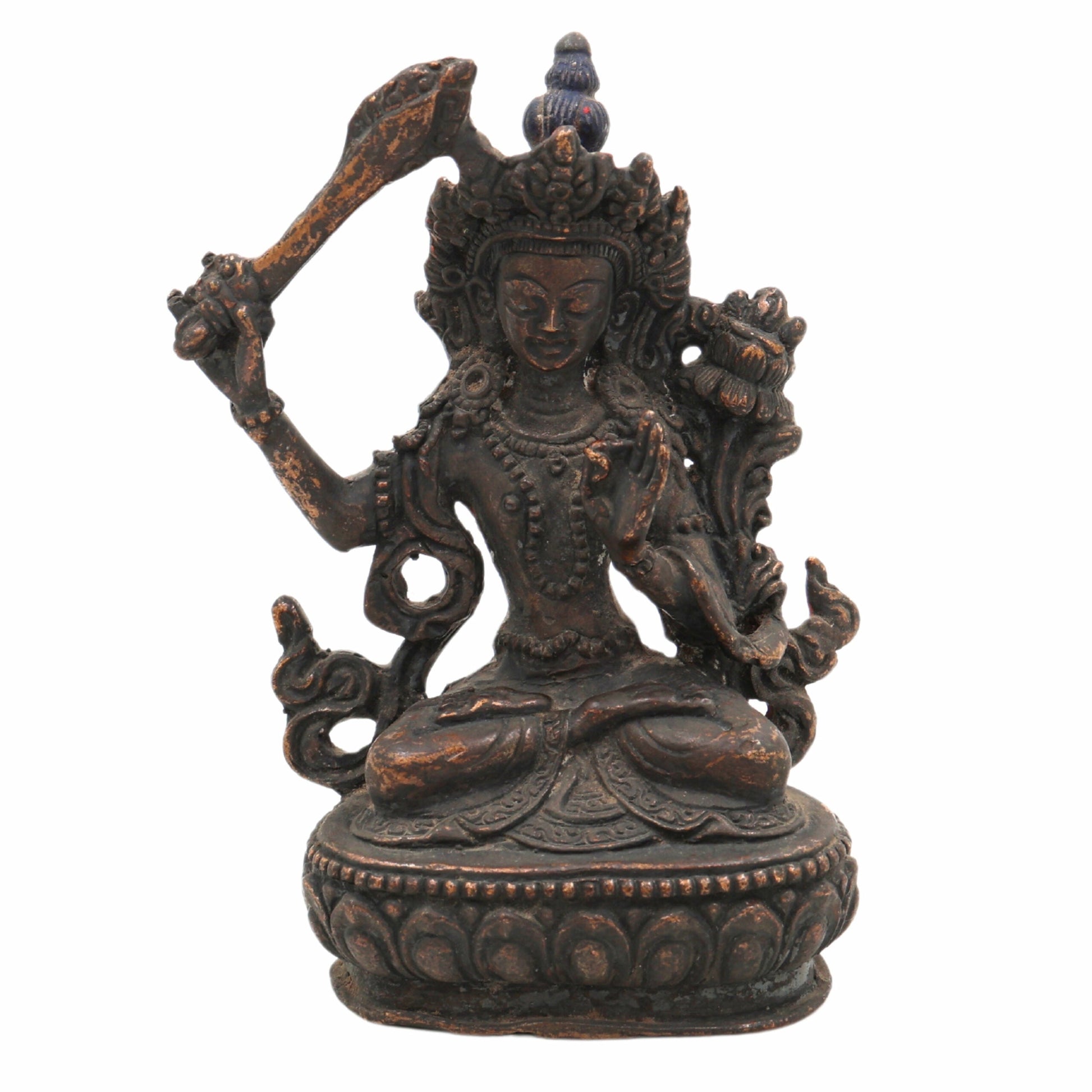 Brass Tara Maa Idol | Ugra Tara Murti | Neela Saraswati Statue | Mahavidya Tara Devi Peetal Pital Sculpture for Puja, Home Temple & Decor,Brown, 4.5 Inch, 1 Piece