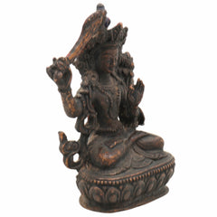 Brass Tara Maa Idol | Ugra Tara Murti | Neela Saraswati Statue | Mahavidya Tara Devi Peetal Pital Sculpture for Puja, Home Temple & Decor,Brown, 4.5 Inch, 1 Piece