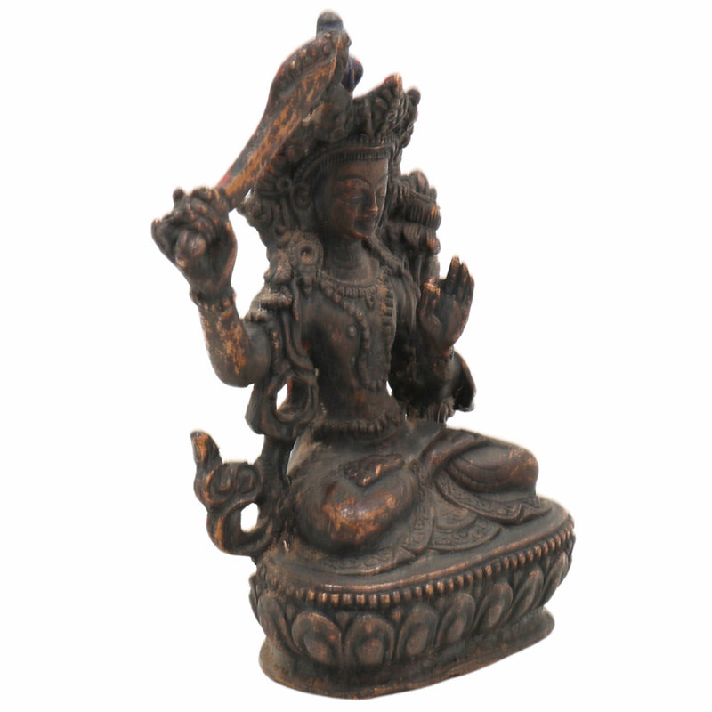 Brass Tara Maa Idol | Ugra Tara Murti | Neela Saraswati Statue | Mahavidya Tara Devi Peetal Pital Sculpture for Puja, Home Temple & Decor,Brown, 4.5 Inch, 1 Piece