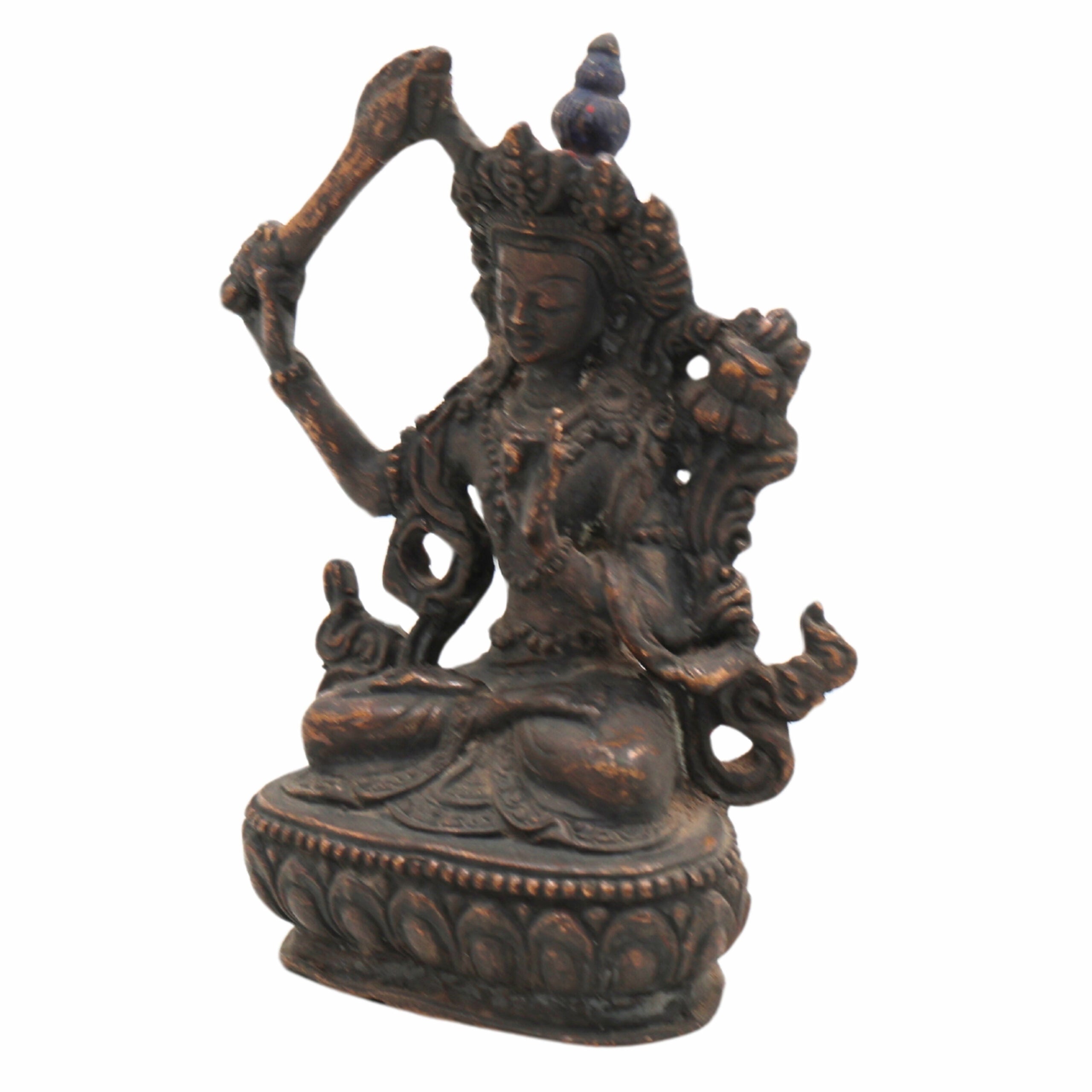 Brass Tara Maa Idol | Ugra Tara Murti | Neela Saraswati Statue | Mahavidya Tara Devi Peetal Pital Sculpture for Puja, Home Temple & Decor,Brown, 4.5 Inch, 1 Piece