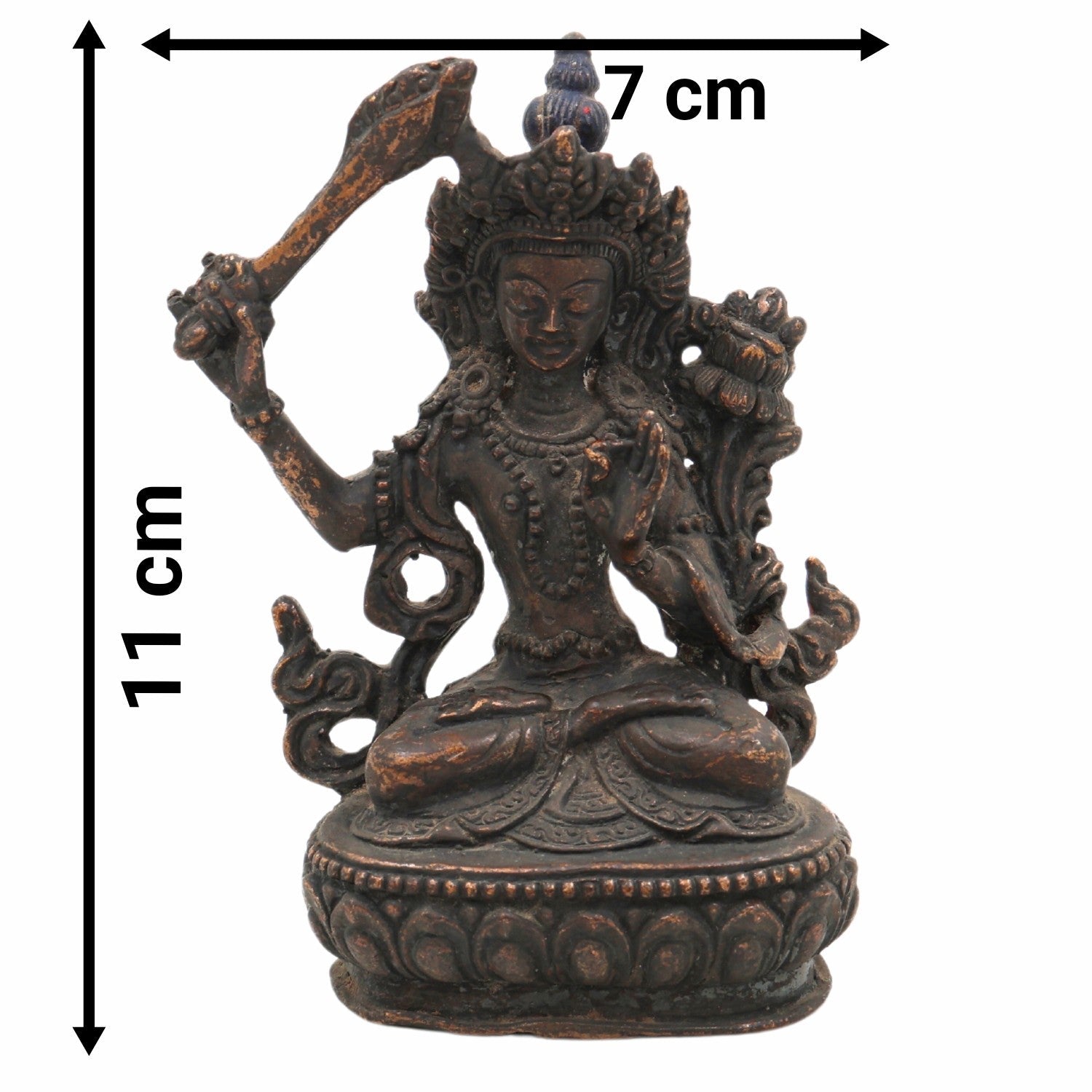 Brass Tara Maa Idol | Ugra Tara Murti | Neela Saraswati Statue | Mahavidya Tara Devi Peetal Pital Sculpture for Puja, Home Temple & Decor,Brown, 4.5 Inch, 1 Piece