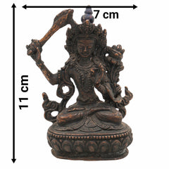 Brass Tara Maa Idol | Ugra Tara Murti | Neela Saraswati Statue | Mahavidya Tara Devi Peetal Pital Sculpture for Puja, Home Temple & Decor,Brown, 4.5 Inch, 1 Piece