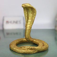 Bhunes Brass Snake Idol – Handcrafted Naga Raj Murti For Home Décor, Temple & Spiritual Protection,Gold, 7.5 Inch, 1 Piece