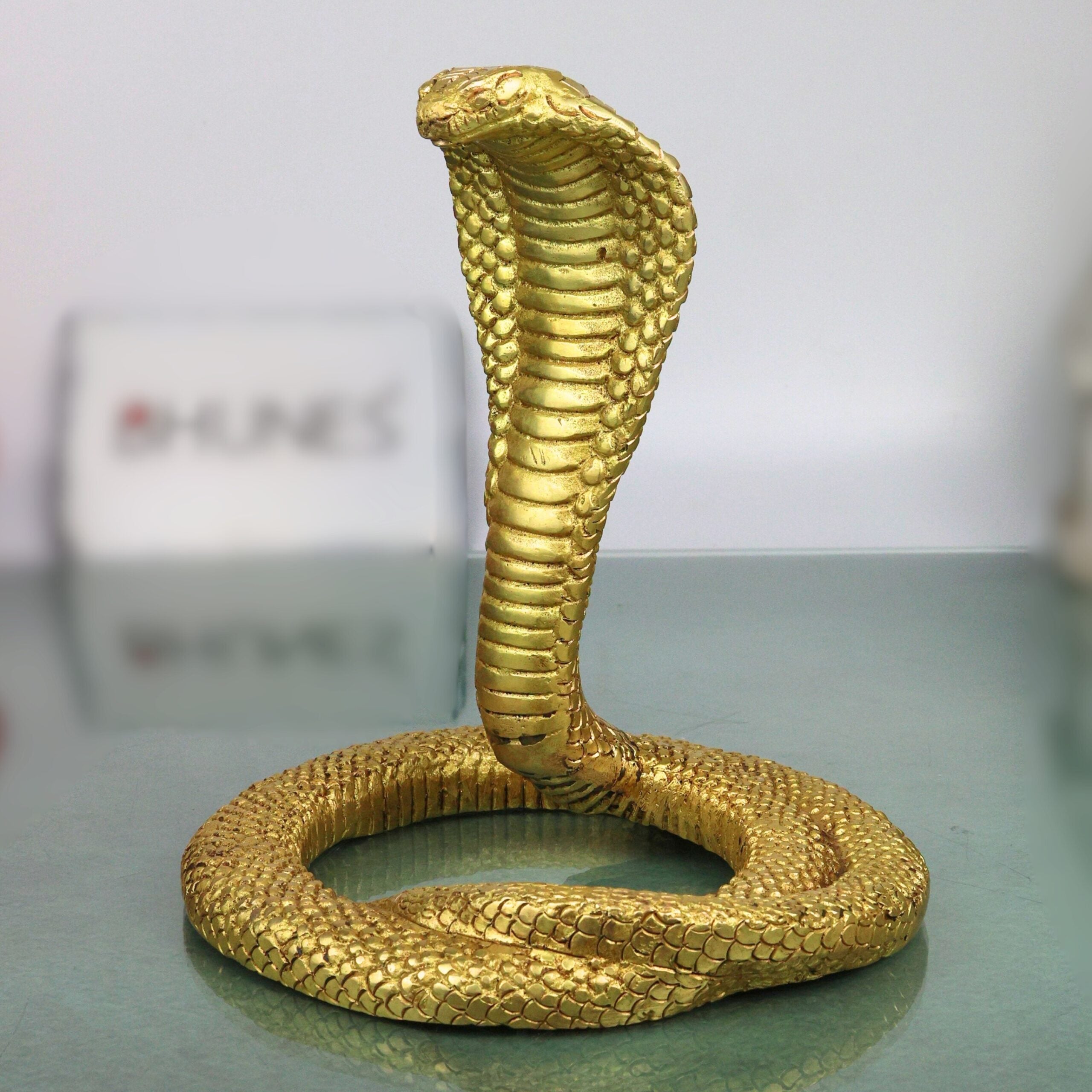 Bhunes Brass Snake Idol – Handcrafted Naga Raj Murti For Home Décor, Temple & Spiritual Protection,Gold, 7.5 Inch, 1 Piece