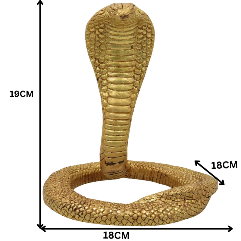 Bhunes Brass Snake Idol – Handcrafted Naga Raj Murti For Home Décor, Temple & Spiritual Protection,Gold, 7.5 Inch, 1 Piece