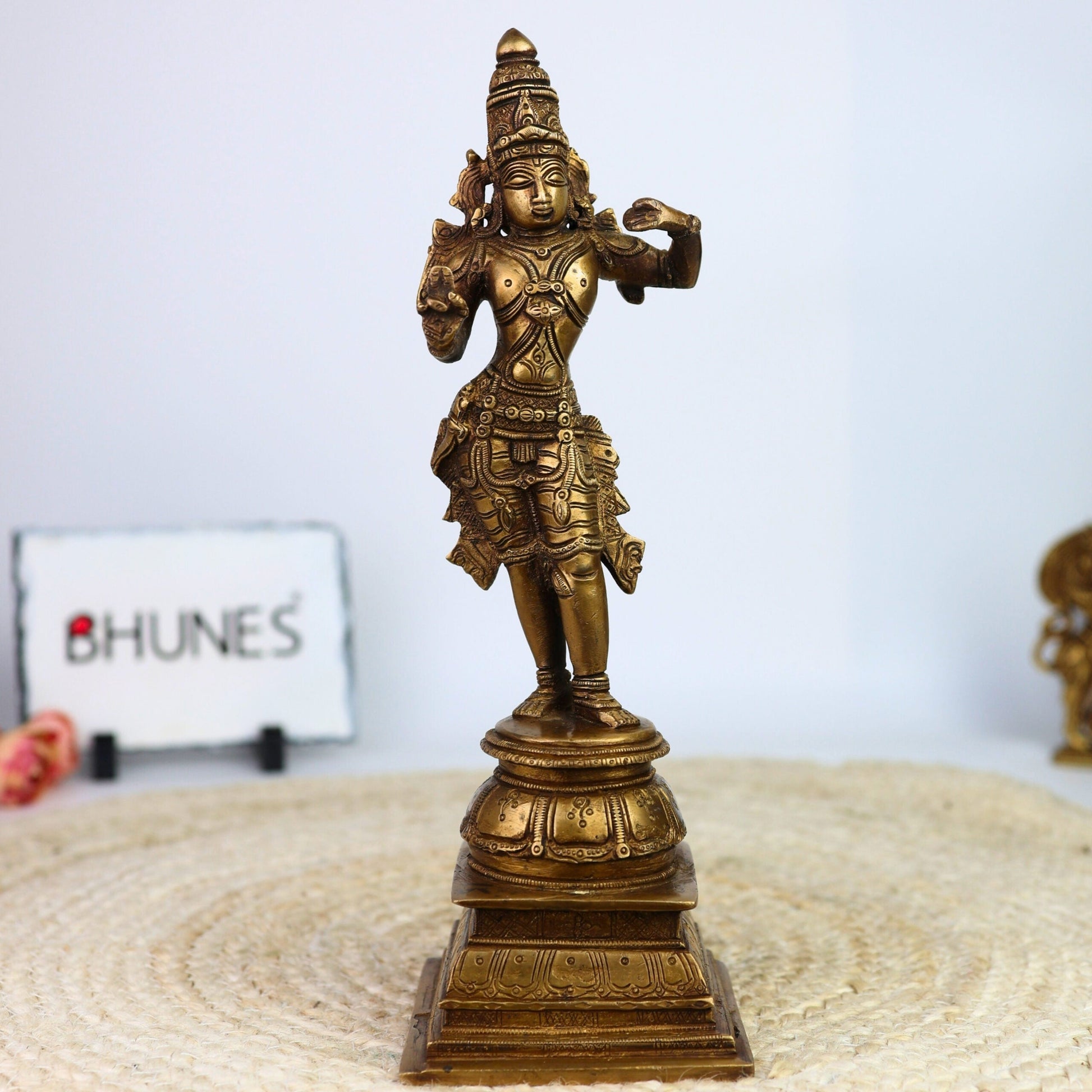 Brass Shree Ram Idol | Lord Rama Ramachandra Murti | Handcrafted Pital Ramji Statue for Home Temple Pooja Decor | Raghunandan Ayodhya Ram Vigraha,Gold, 11 Inch, 1 Piece