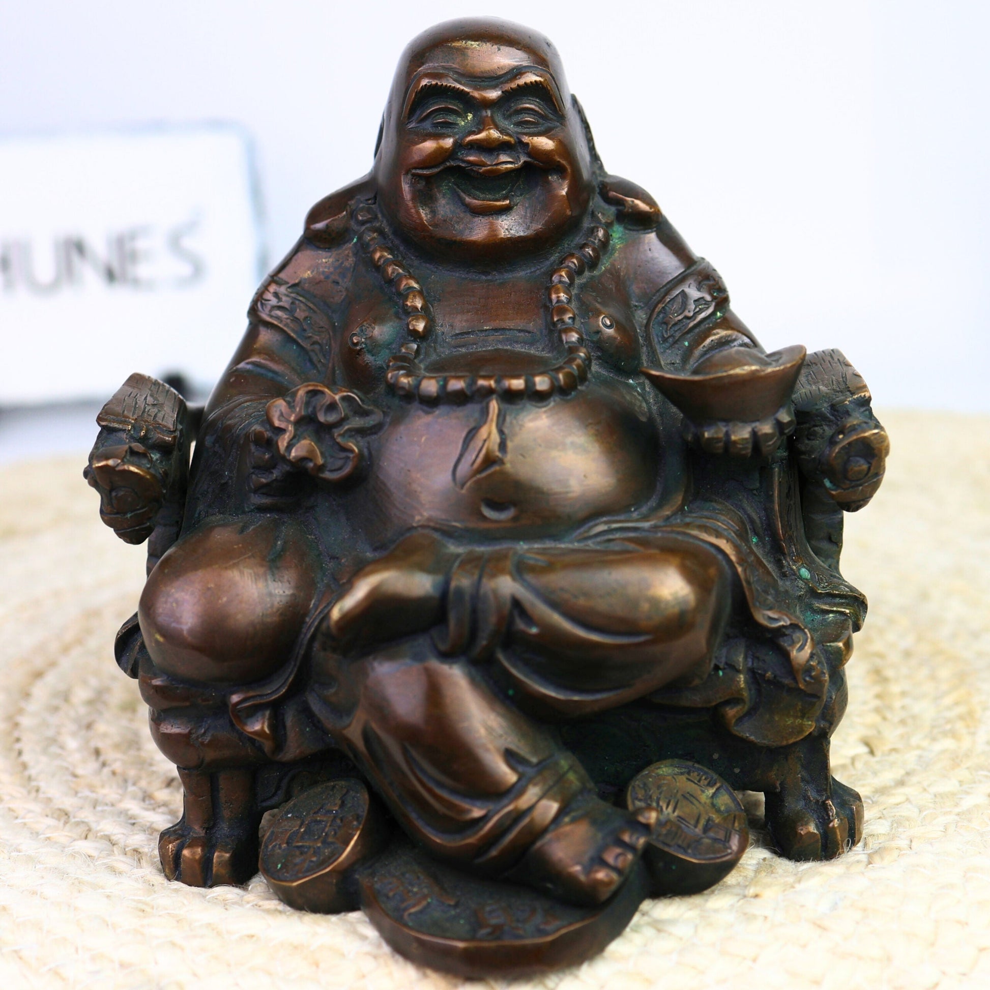 Brass Kubera Idol | Lord Kuber Kuvera Vaisravana Murti | Tibetan Buddhist God of Wealth Statue for Home, Pooja, Vastu & Prosperity,Brown, 6.5 Inch, 1 Piece