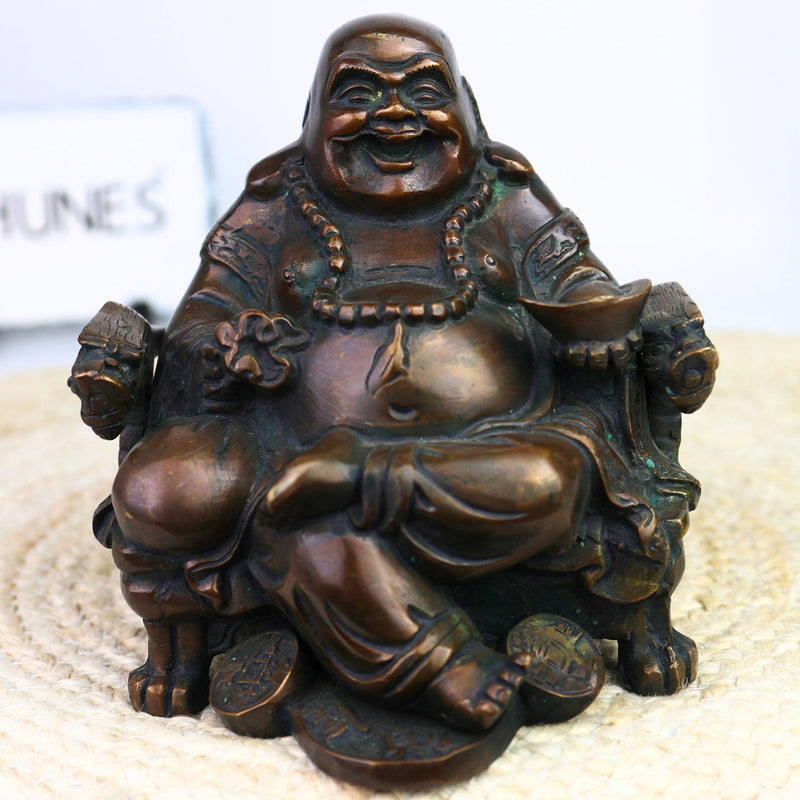 Brass Kubera Idol | Lord Kuber Kuvera Vaisravana Murti | Tibetan Buddhist God of Wealth Statue for Home, Pooja, Vastu & Prosperity,Brown, 6.5 Inch, 1 Piece