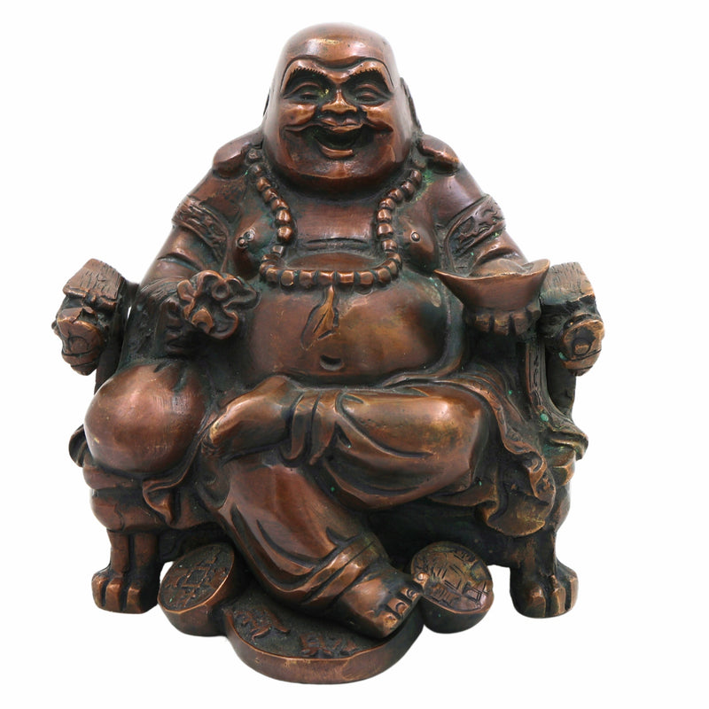 Brass Kubera Idol | Lord Kuber Kuvera Vaisravana Murti | Tibetan Buddhist God of Wealth Statue for Home, Pooja, Vastu & Prosperity,Brown, 6.5 Inch, 1 Piece