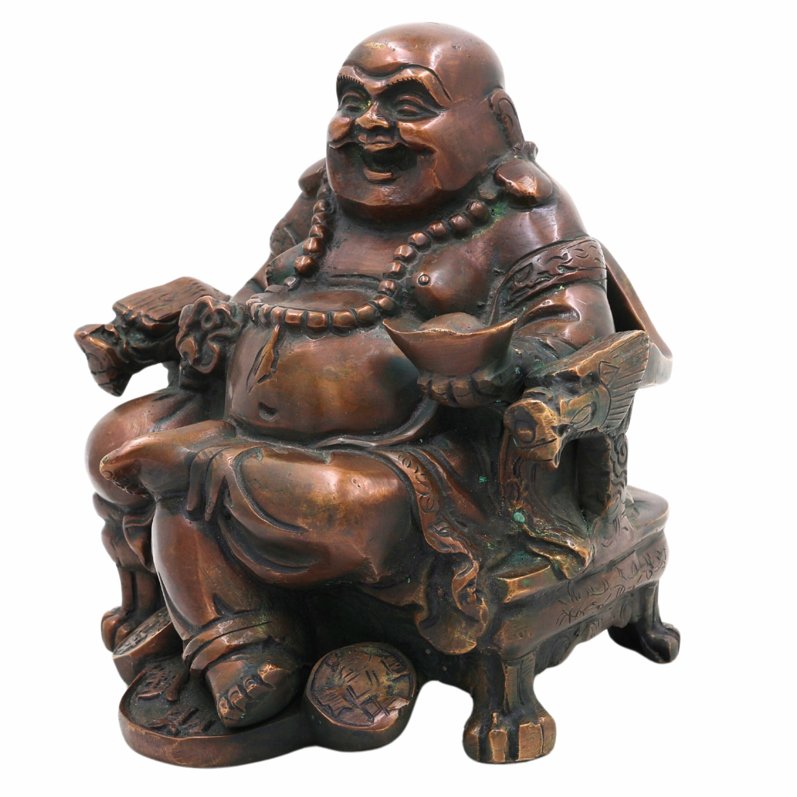 Brass Kubera Idol | Lord Kuber Kuvera Vaisravana Murti | Tibetan Buddhist God of Wealth Statue for Home, Pooja, Vastu & Prosperity,Brown, 6.5 Inch, 1 Piece