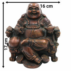 Brass Kubera Idol | Lord Kuber Kuvera Vaisravana Murti | Tibetan Buddhist God of Wealth Statue for Home, Pooja, Vastu & Prosperity,Brown, 6.5 Inch, 1 Piece