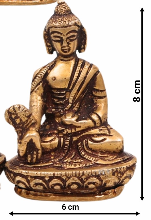 Brass Five Dhyani Buddhas Idol – Vairocana, Akshobhya, Ratnasambhava, Amitabha & Amoghasiddhi Murti | Buddhist Statue, Vigraha, Moorti for Home, Temple, Meditation & Gifts,Gold, 3 Inch, 1 Piece