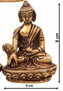 Brass Five Dhyani Buddhas Idol – Vairocana, Akshobhya, Ratnasambhava, Amitabha & Amoghasiddhi Murti | Buddhist Statue, Vigraha, Moorti for Home, Temple, Meditation & Gifts,Gold, 3 Inch, 1 Piece