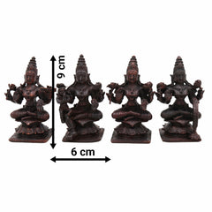 Copper Ashta Lakshmi Idol Set | 8 Lakshmi Murti for Pooja, Home Temple, Office, Vastu | Dhana, Dhanya, Gaja, Santana, Veera, Vijaya, Adi, Aishwarya Lakshmi | Handcrafted Tamra Vigraham, Antique Finish,Brown, 3.5 Inch, 1 Piece