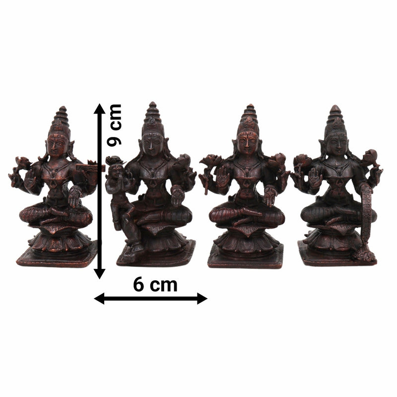 Copper Ashta Lakshmi Idol Set | 8 Lakshmi Murti for Pooja, Home Temple, Office, Vastu | Dhana, Dhanya, Gaja, Santana, Veera, Vijaya, Adi, Aishwarya Lakshmi | Handcrafted Tamra Vigraham, Antique Finish,Brown, 3.5 Inch, 1 Piece