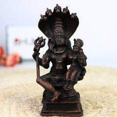 Pure Copper Shiva Parvati Idol | Uma Maheshwara Murti | Gauri Shankar | Ardhanarishwar | Shiv Shakti Statue for Pooja, Temple & Home Decor,Brown, 5.5 Inch, 1 Piece