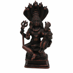 Pure Copper Shiva Parvati Idol | Uma Maheshwara Murti | Gauri Shankar | Ardhanarishwar | Shiv Shakti Statue for Pooja, Temple & Home Decor,Brown, 5.5 Inch, 1 Piece