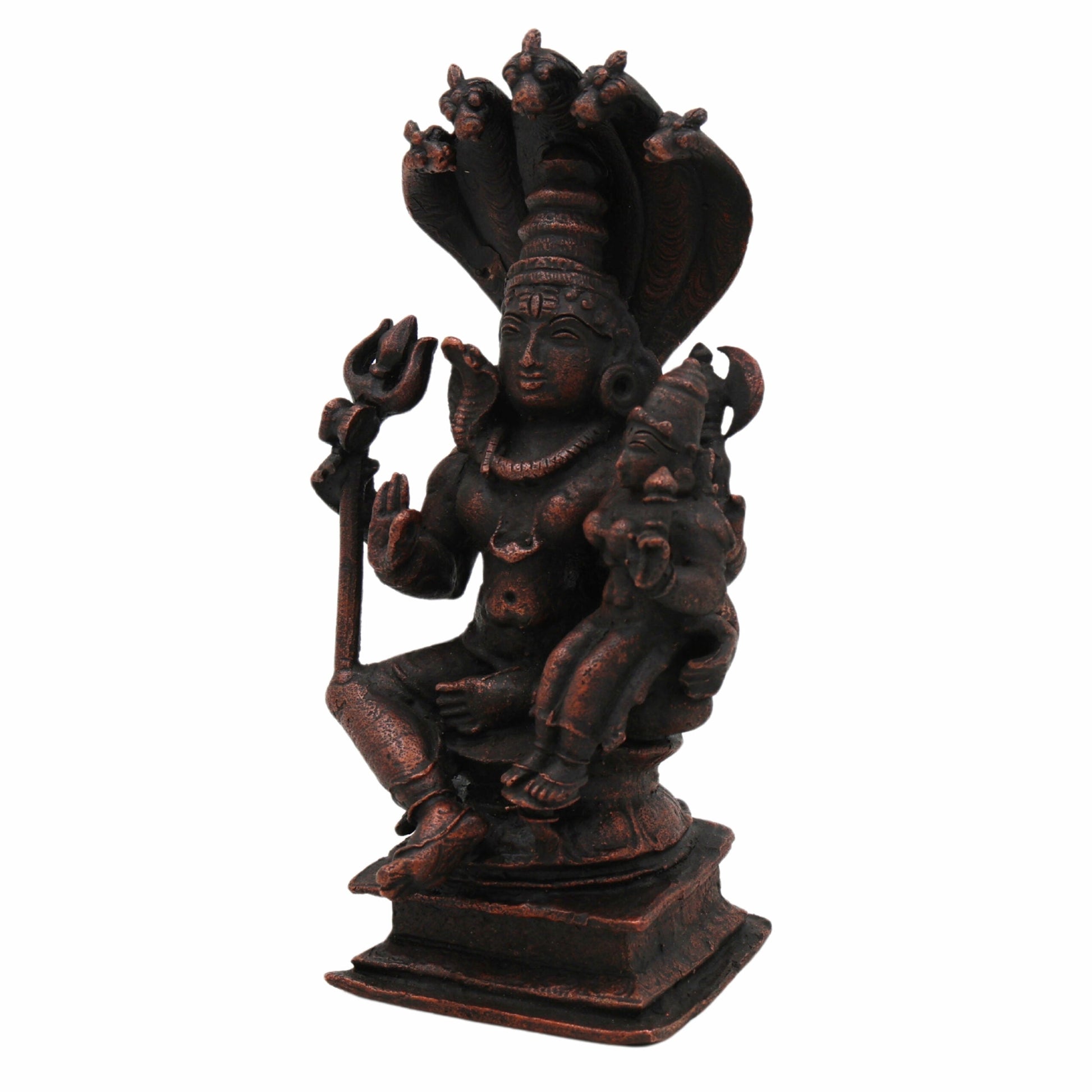 Pure Copper Shiva Parvati Idol | Uma Maheshwara Murti | Gauri Shankar | Ardhanarishwar | Shiv Shakti Statue for Pooja, Temple & Home Decor,Brown, 5.5 Inch, 1 Piece