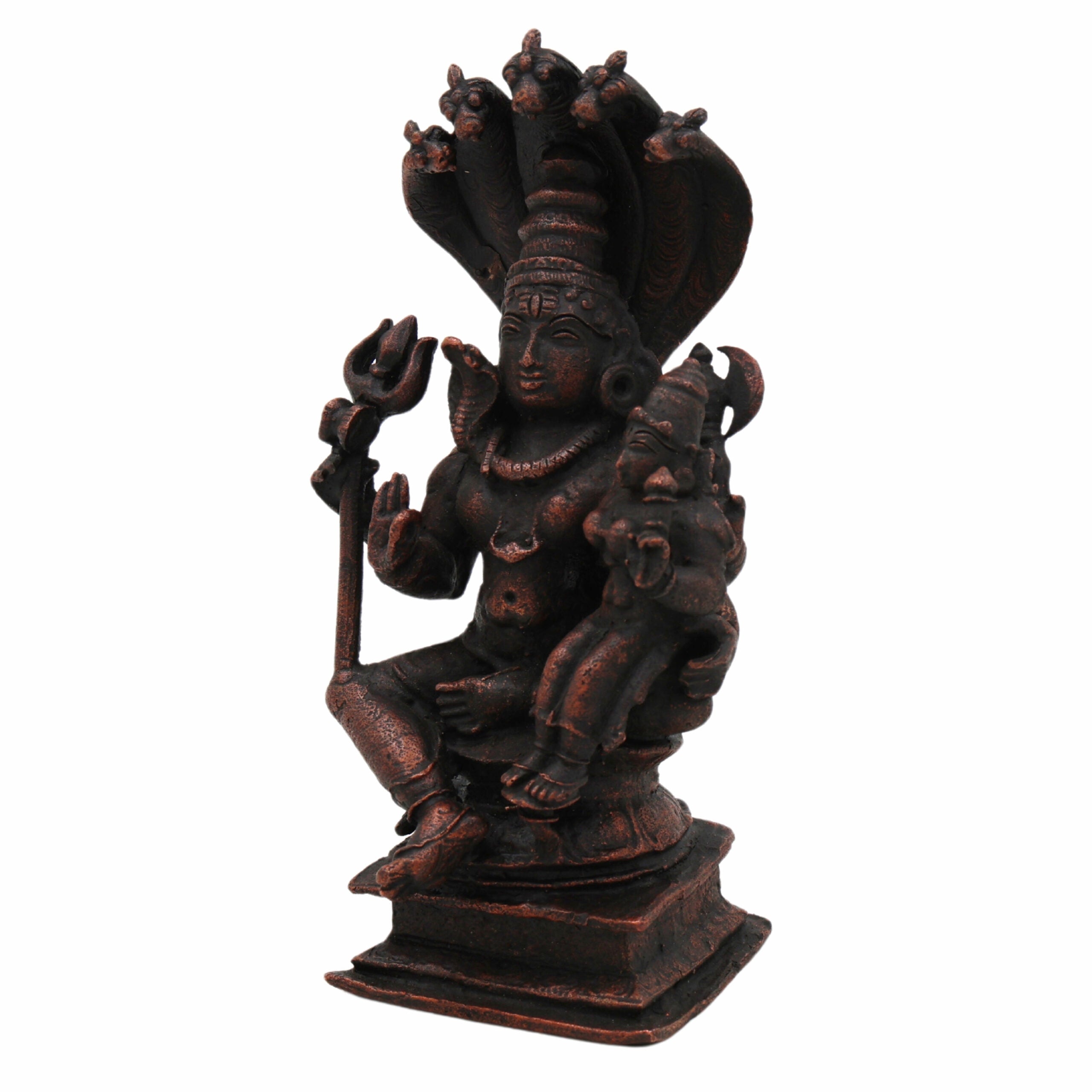 Pure Copper Shiva Parvati Idol | Uma Maheshwara Murti | Gauri Shankar | Ardhanarishwar | Shiv Shakti Statue for Pooja, Temple & Home Decor,Brown, 5.5 Inch, 1 Piece