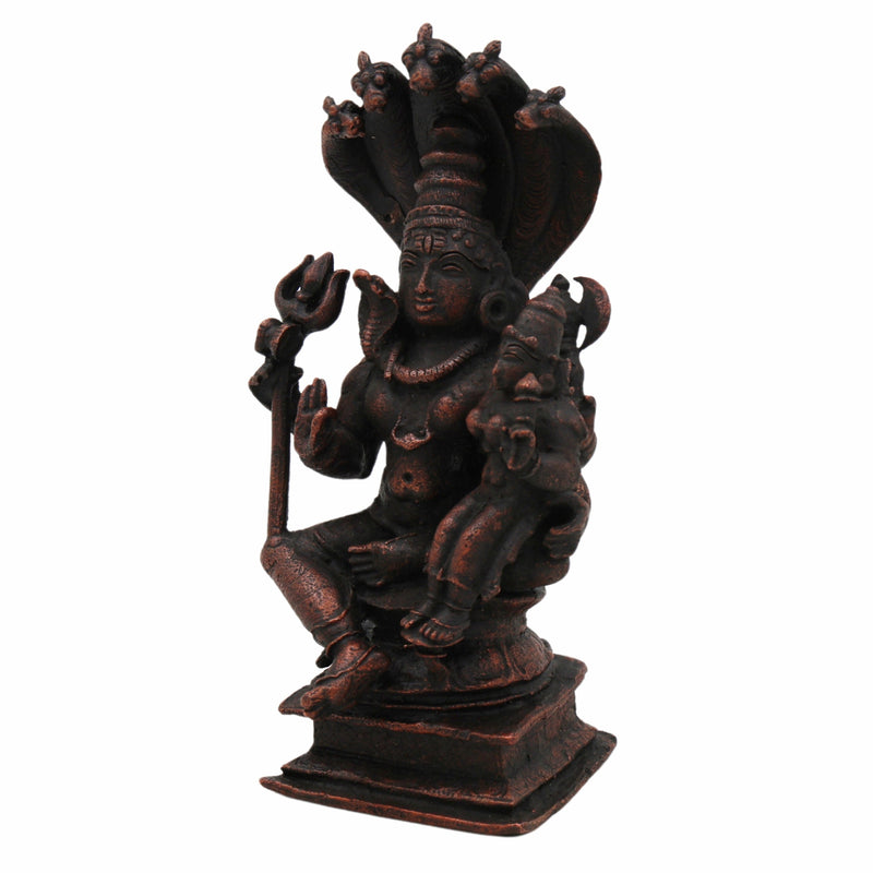 Pure Copper Shiva Parvati Idol | Uma Maheshwara Murti | Gauri Shankar | Ardhanarishwar | Shiv Shakti Statue for Pooja, Temple & Home Decor,Brown, 5.5 Inch, 1 Piece
