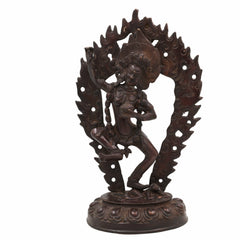Brass Kapali Kali Idol – Buddhist Guhya Kali | Tantra Shamshan Bhairavi | Antique Tibetan Style Kali Murti for Pooja, Meditation & Decor,Brown, 13.5 Inch, 1 Piece