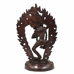 Brass Kapali Kali Idol – Buddhist Guhya Kali | Tantra Shamshan Bhairavi | Antique Tibetan Style Kali Murti for Pooja, Meditation & Decor,Brown, 13.5 Inch, 1 Piece