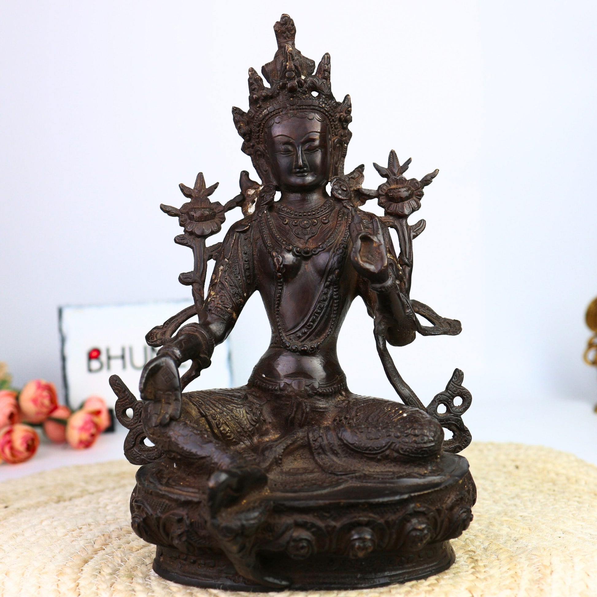 Brass Tara Maa Idol – Ugra Tara, Neela Saraswati, Mahavidya Devi Murti for Pooja, Temple, Home Decor & Gift,Brown, 12 Inch, 1 Piece