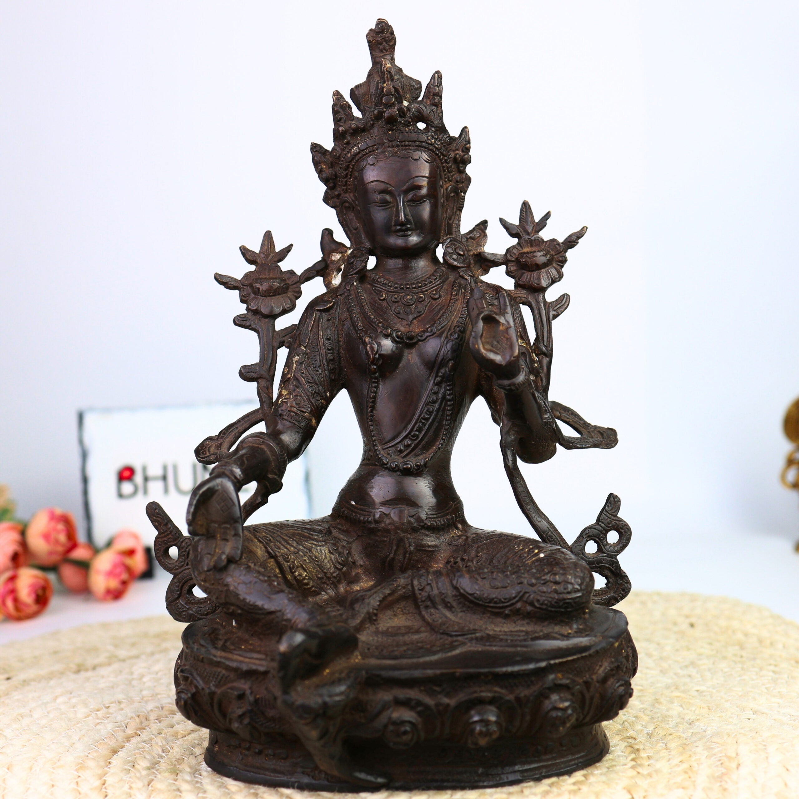 Brass Tara Maa Idol – Ugra Tara, Neela Saraswati, Mahavidya Devi Murti for Pooja, Temple, Home Decor & Gift,Brown, 12 Inch, 1 Piece