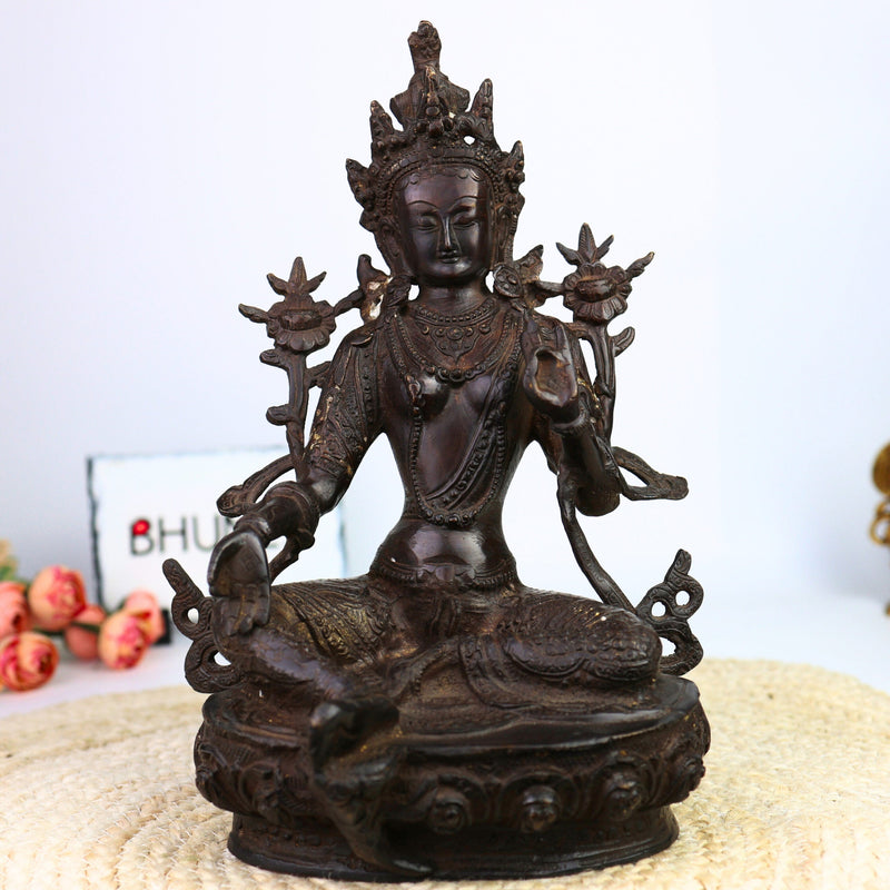 Brass Tara Maa Idol – Ugra Tara, Neela Saraswati, Mahavidya Devi Murti for Pooja, Temple, Home Decor & Gift,Brown, 12 Inch, 1 Piece