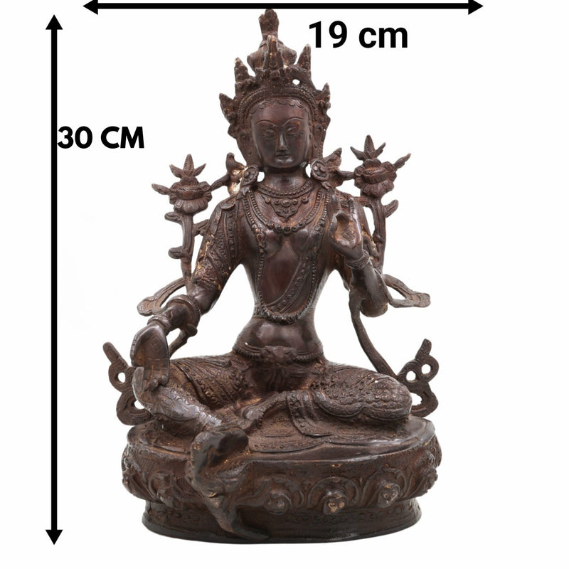 Brass Tara Maa Idol – Ugra Tara, Neela Saraswati, Mahavidya Devi Murti for Pooja, Temple, Home Decor & Gift,Brown, 12 Inch, 1 Piece