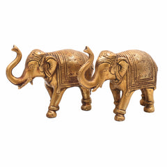 Handcrafted Brass Elephant Idol | Gaja Murti, Hasti, Airavata, Gajanan, Vinayaka Decorative Hathi Statue for Home, Temple & Feng Shui,Gold, 3.5 Inch, 1 Piece