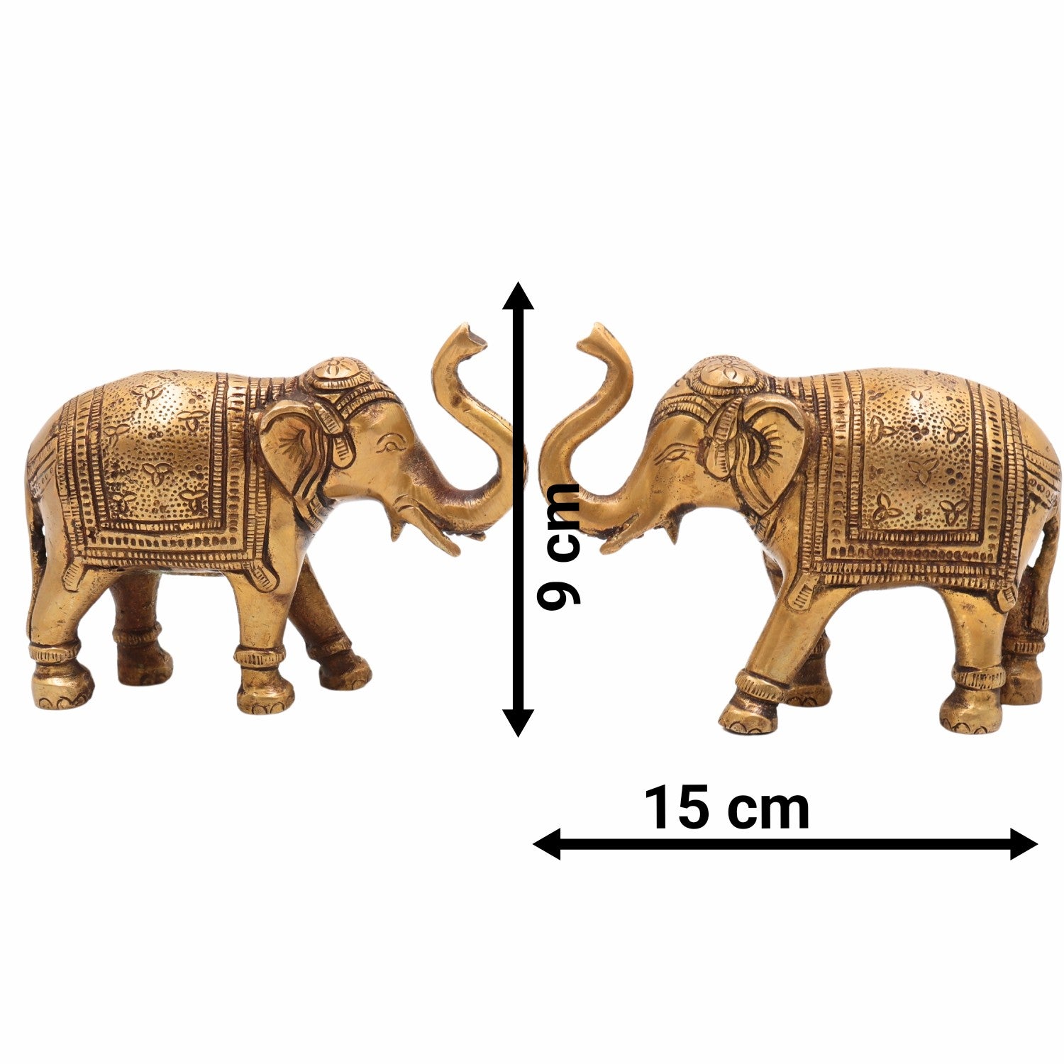 Handcrafted Brass Elephant Idol | Gaja Murti, Hasti, Airavata, Gajanan, Vinayaka Decorative Hathi Statue for Home, Temple & Feng Shui,Gold, 3.5 Inch, 1 Piece