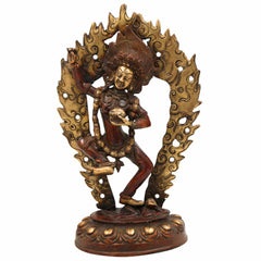 Brass Kapali Kali Idol – Guhya Mahakali Buddhist Tantra Devi | Shamshan Yogini Kali Statue for Puja, Home Decor & Spiritual Altar,Brown, 13.5 Inch, 1 Piece