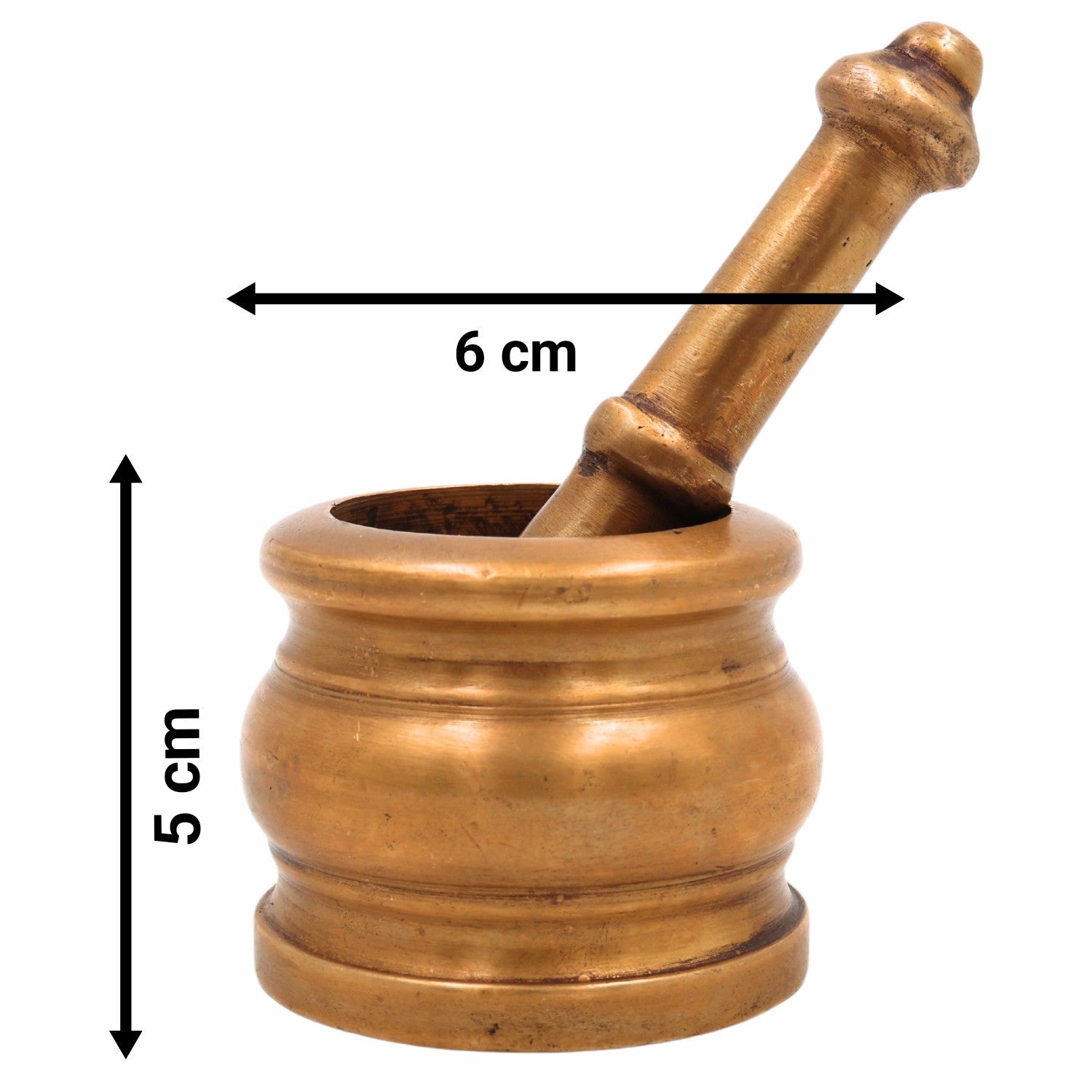 Brass Mortar & Pestle, Sil-batta, Peetal Okhal Aur Moosal, Ayurvedic Spice Grinder, Brass Herbal Grinder, Traditional Indian Kitchen Tool, Vintage Okhalee, 700g,Gold, 2 Inch, 1 Piece