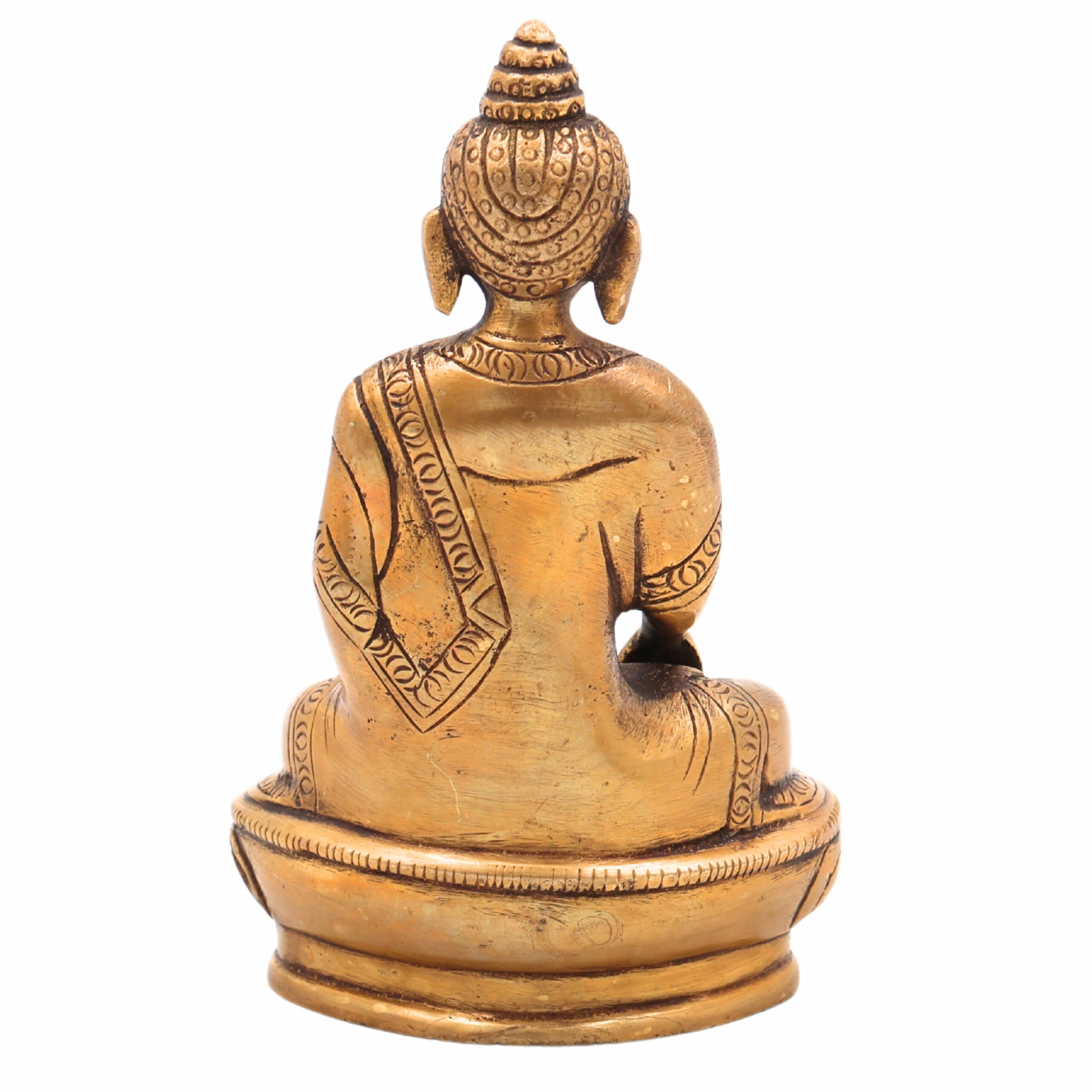 Brass Buddha Idol | Gautam Buddha Murti | Budha Graha Vigraha | Peetal Pittal Buddha Statue for Home Decor, Pooja, Meditation & Vastu,Gold, 4.5 Inch, 1 Piece