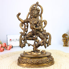 Brass Kapali Kali Idol | Buddhist Tantra Kali Murti | Smashana Bhairavi | Ugra Mahakali Statue for Puja, Decor & Meditation,Gold, 13 Inch, 1 Piece