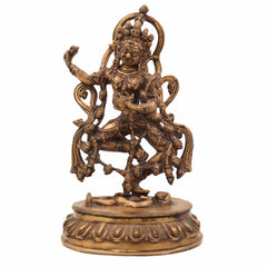 Brass Kapali Kali Idol | Buddhist Tantra Kali Murti | Smashana Bhairavi | Ugra Mahakali Statue for Puja, Decor & Meditation,Gold, 13 Inch, 1 Piece