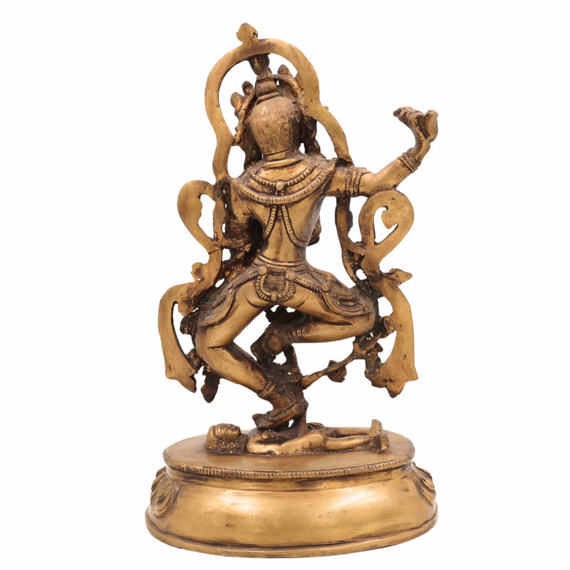 Brass Kapali Kali Idol | Buddhist Tantra Kali Murti | Smashana Bhairavi | Ugra Mahakali Statue for Puja, Decor & Meditation,Gold, 13 Inch, 1 Piece