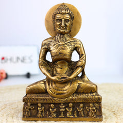 Brass Kankal Buddha Idol – Fasting Starving Emaciated Shakyamuni Tapa Buddha Murti for Pooja, PooMeditation & Home Decor,Gold, 8 Inch, 1 Piece