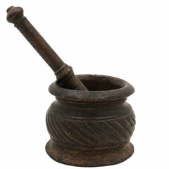Bhunes Brass Vintage Mortar & Pestle – Antique Okhal Aur Moosal, Traditional Okhalee For Kitchen & Herbal Grinding,Brown, 2 Inch, 1 Piece