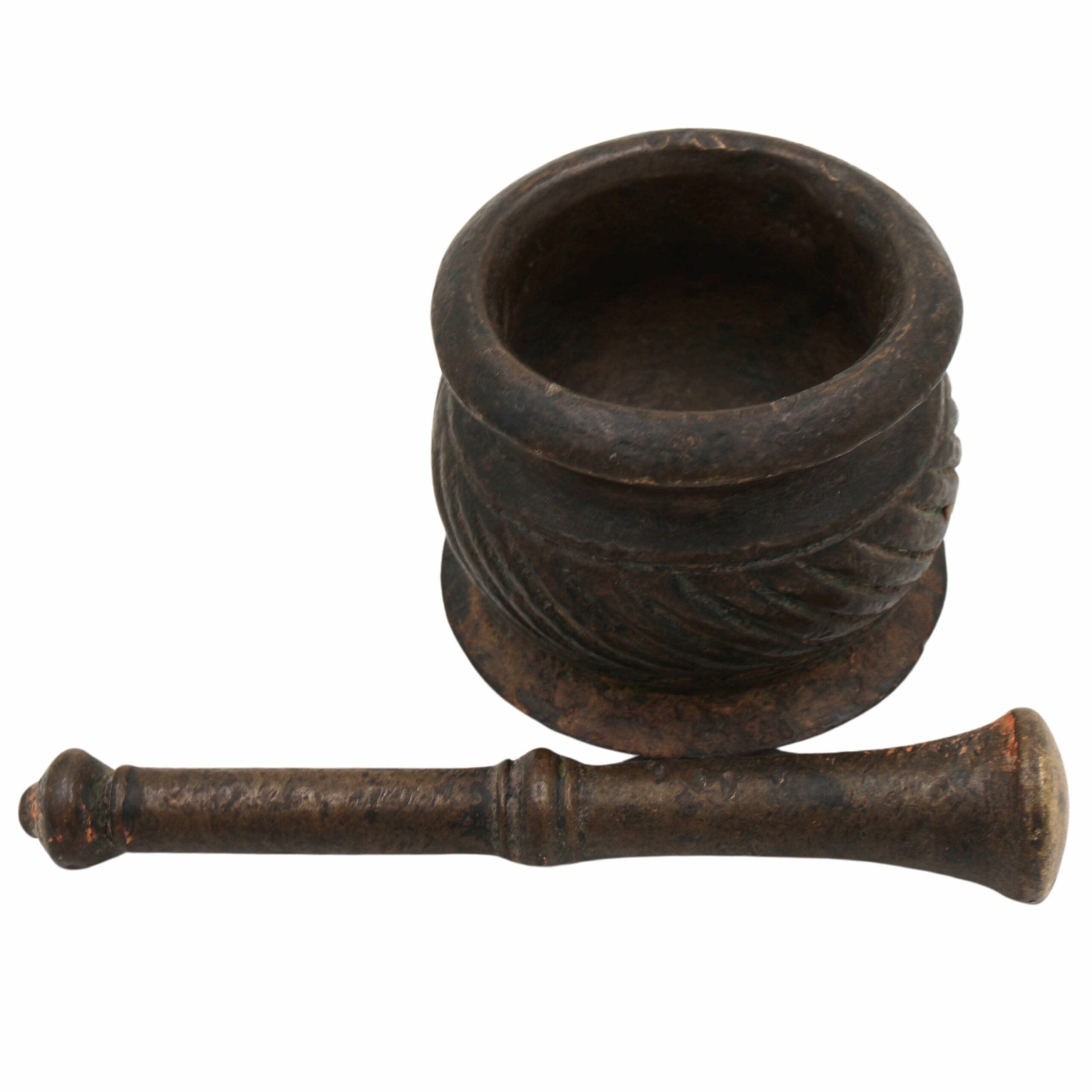 Bhunes Brass Vintage Mortar & Pestle – Antique Okhal Aur Moosal, Traditional Okhalee For Kitchen & Herbal Grinding,Brown, 2 Inch, 1 Piece