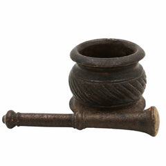 Bhunes Brass Vintage Mortar & Pestle – Antique Okhal Aur Moosal, Traditional Okhalee For Kitchen & Herbal Grinding,Brown, 2 Inch, 1 Piece