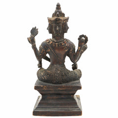 Brass Chaturmukha Brahma Idol – Handcrafted Peetal Murti of Vedanatha Prajapati for Puja, Home Temple & Vastu Decor,Black, 8.5 Inch, 1 Piece