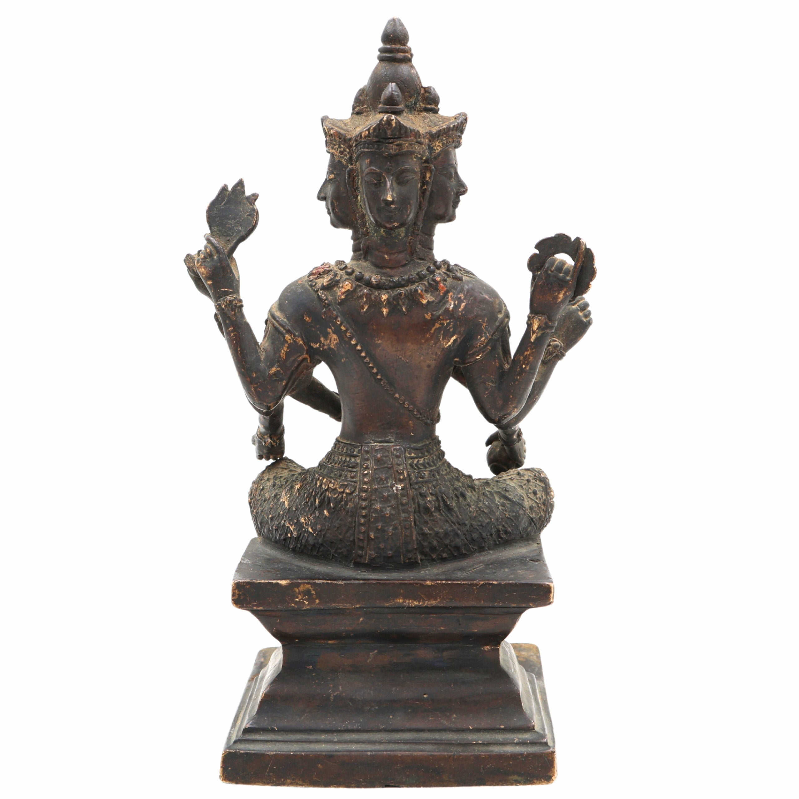 Brass Chaturmukha Brahma Idol – Handcrafted Peetal Murti of Vedanatha Prajapati for Puja, Home Temple & Vastu Decor,Black, 8.5 Inch, 1 Piece